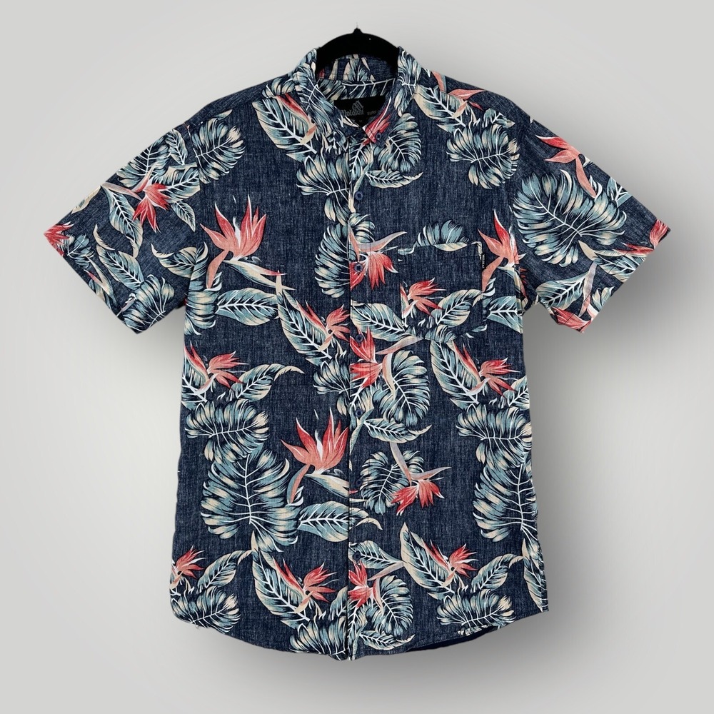 Molokai Surf Co Floral Shirt Reverse Print Men's Size Medium Short Sleeves